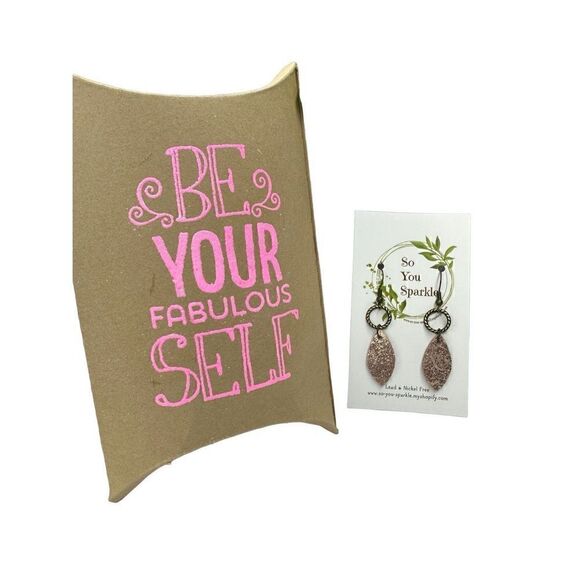 So You Sparkle Jewelry - So You Sparkle Shimmery Pink Leather Earrings